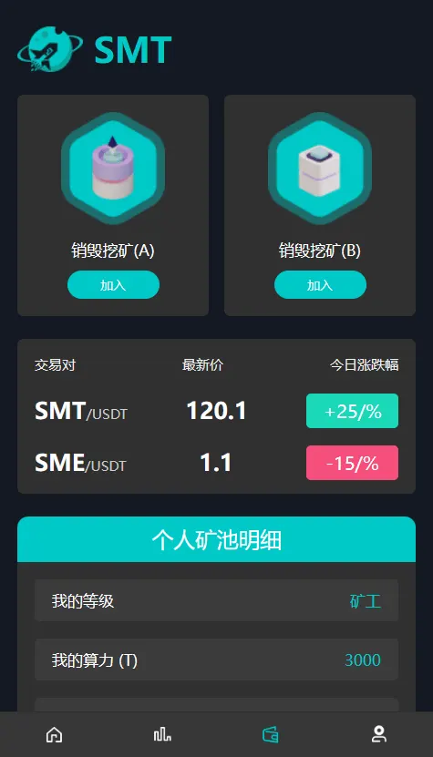 dapp去中心化应用/SMT挖矿理财源码/矿池/挖矿/借贷