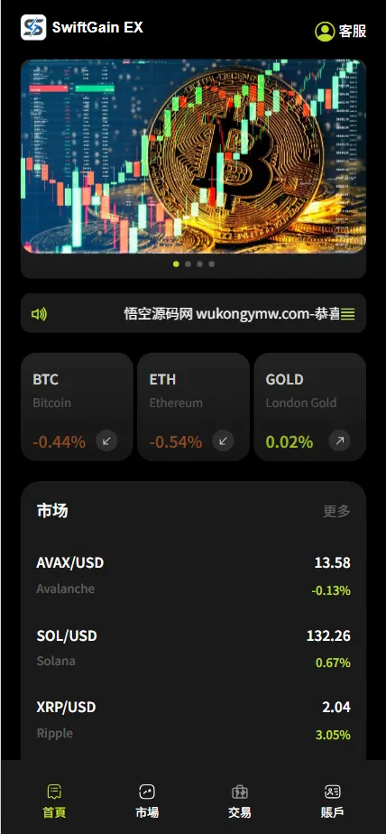【售】SwiftGain EX多语言交易所源码/外汇+期货+虚拟货币+二开期权游戏+完整三级分销/前端vue纯源码+后端PHP