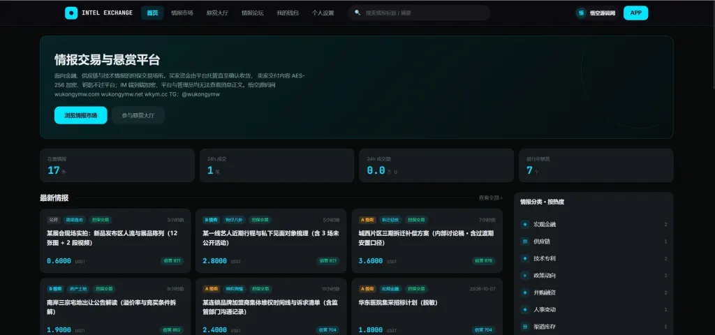 【亲测】海外多语言情报交易中心源码/任务悬赏平台源码/PC端+H5端+双端APP+桌面端